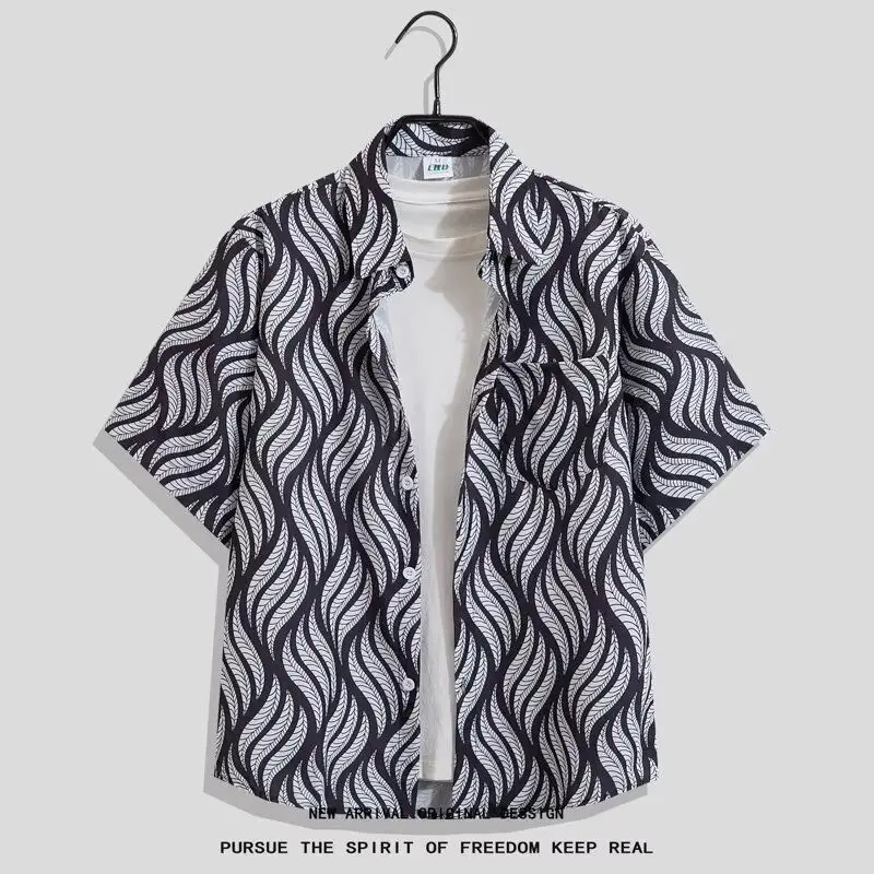 

Retro Hong Kong Sle Floral irt Loose ort Sve ex Thai Sle Summer Hawaii Design Casual Haome Stand Fit Pol...