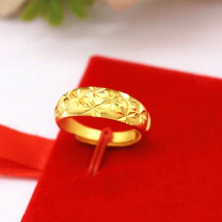 Cincin pasangan emas imitasi, perhiasan cincin pasangan, hadiah ulang tahun anak laki-laki dan perempuan, cincin motif bintang emas Vietnam, mode baru