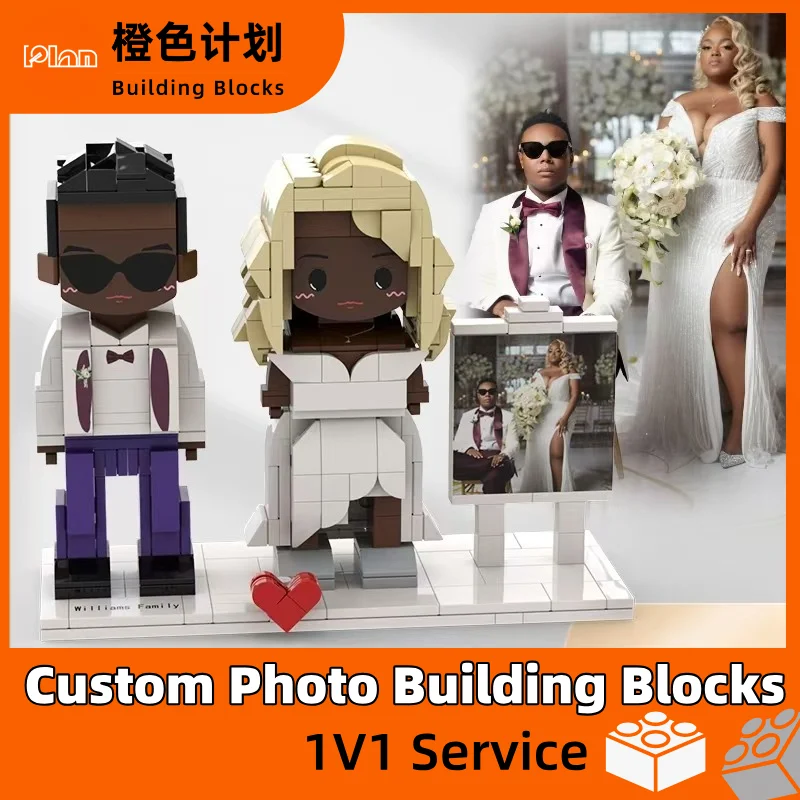 OrangePlan Customized Building Blocks Couple Full Body Personalized Design Wedding Photo Confession Proposal Small Granule Brick