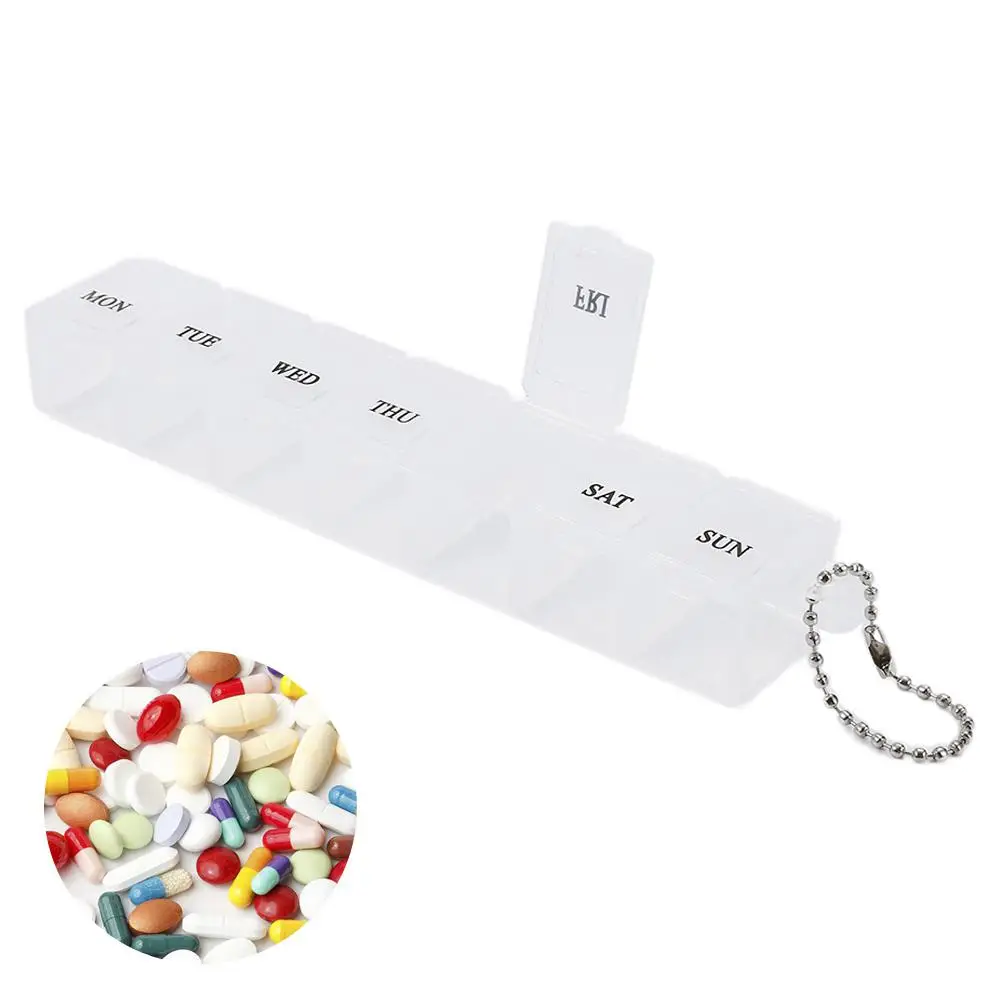 Plastic Pill Box Portable Exquisite Three-color Plastic 7 Small Pill Storage Box Drug Separation Pill Case