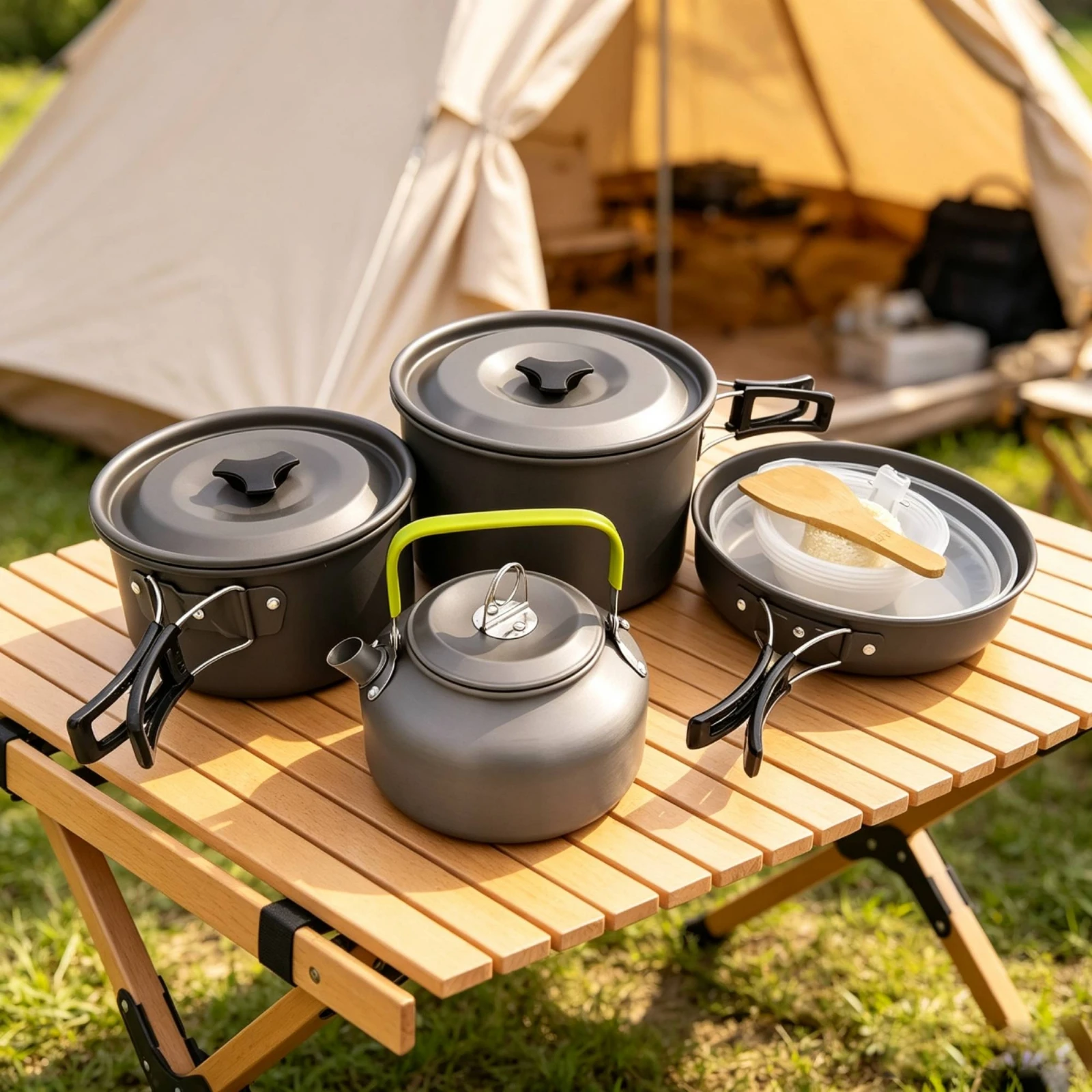 Kampkookset met waterkoker Dra - Nesting Camping Cooking Set recensie en prijs