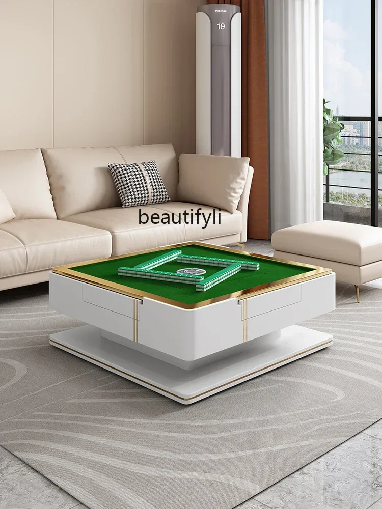 Multifunctional Tea Table Automatic Electric Lifting Tea Table Dual-Use Household Light Luxury Stone Plate Mahjong Table