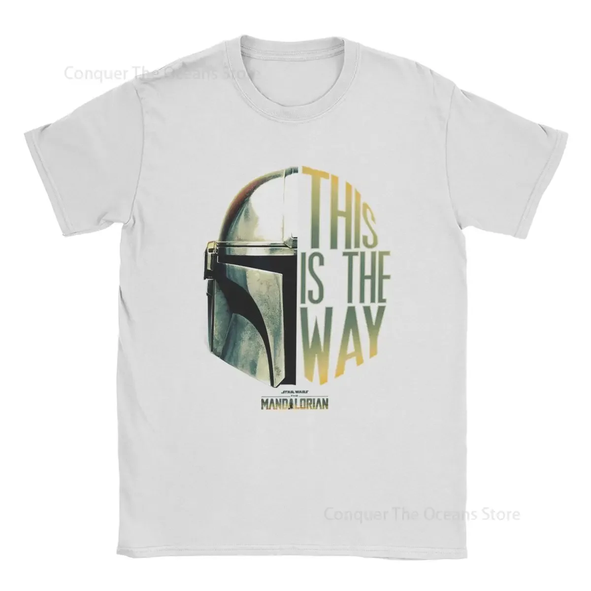 This Is The Way Helmet Men‘s T-Shirt The Mandalorian Print Pattern Oversize Vintage Tee Hip Hop T-Shirt 100% Cotton Casual Tops