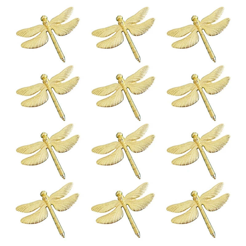 

12PCS Dragonfly Napkin Ring Gold DIY Hotel Wedding Banquet Table Display Metal Napkin Buckle Christmas Decoration