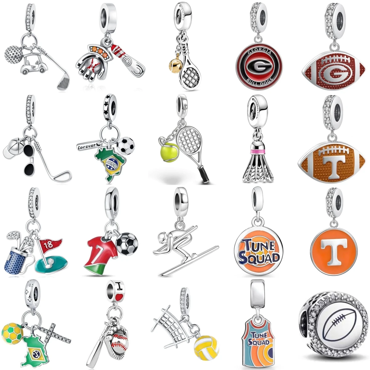 

New 925 Sterling Silver Sports Series Badminton Rugby Charm Of Chain Bead Fit Original Bracelet Accessories DIY Ladies Jewelry