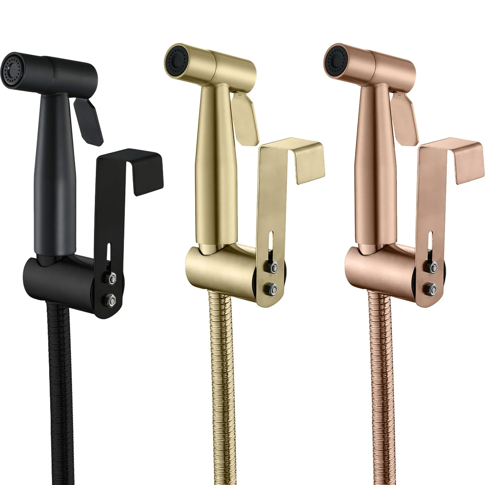 Stainless Steel Bathroom Modern Wall-mounted Shower Bidet Sprayer Brushed Gold Hotel Toilet Use Easy Installation Water Bidet