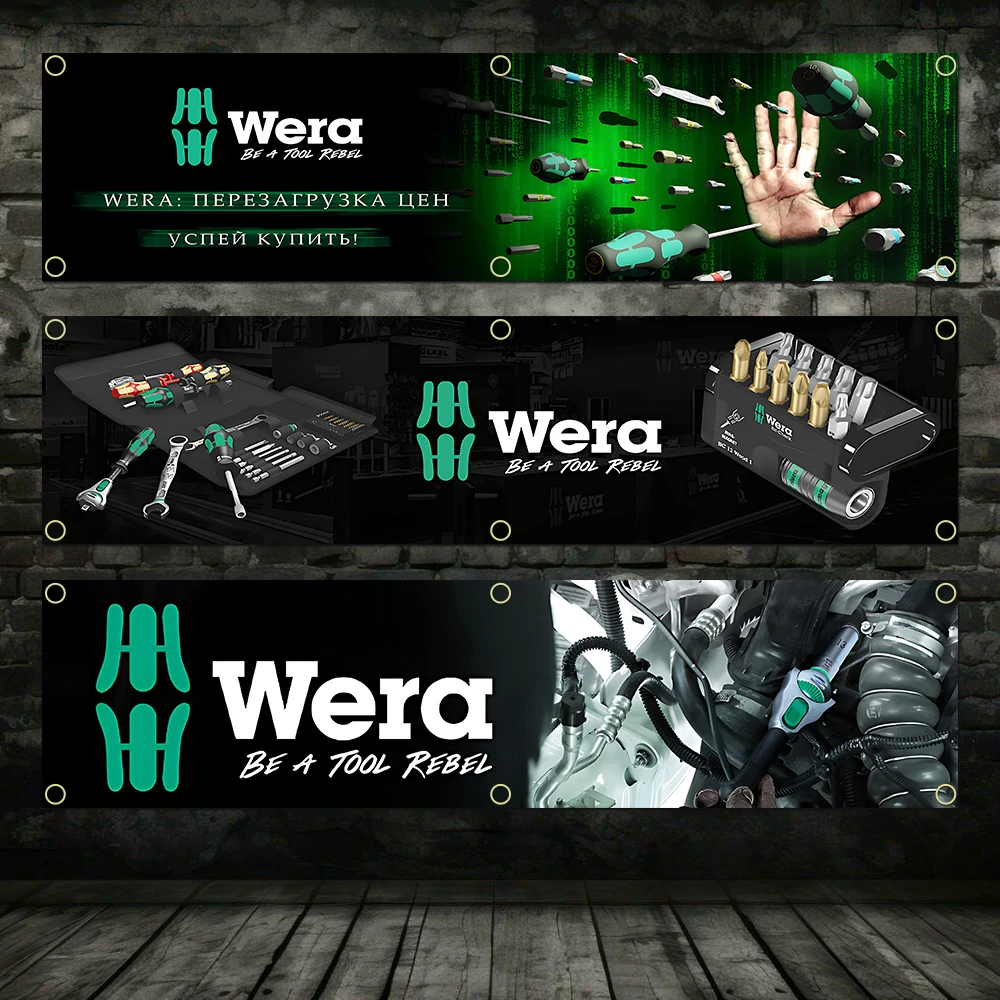 60X240cm W-WeraS Tools Banner Flag Polyester Printed Garage Wall Art Outdoor Decorations Tapestry With Brass Grommets