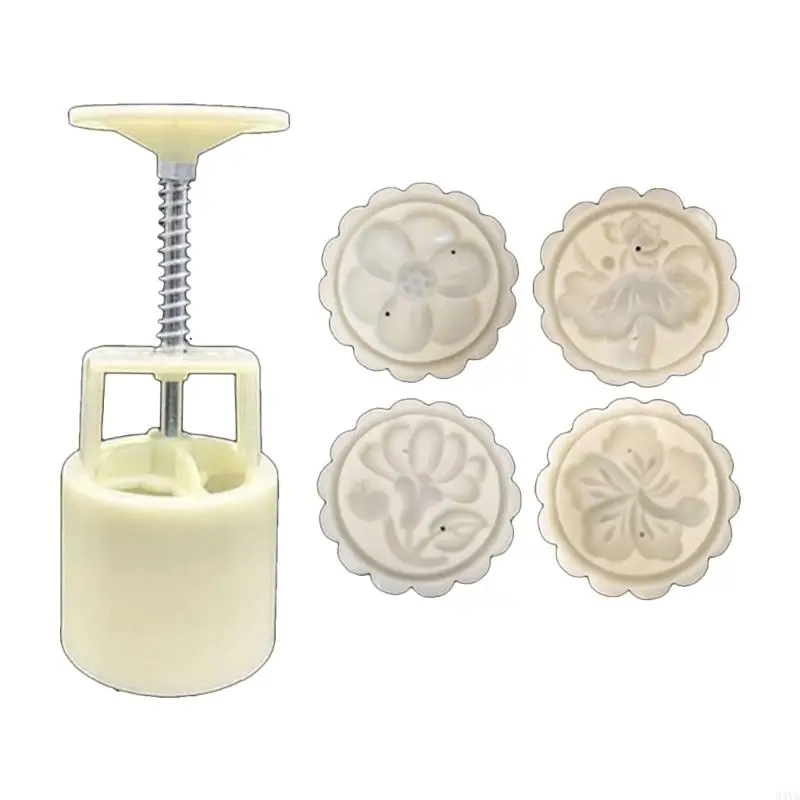 34YA Plastic Mooncake Mold 50g Stamp Set DIY Bakeware Mid-autumn Festival for DIY Bake Lovers Gift Present Accessory