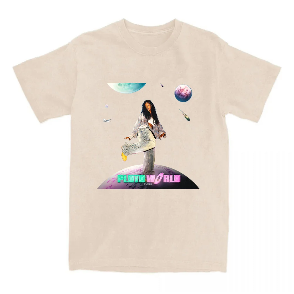

PLUTO WORLD Album Graphic T-shirt Short Sleeve Cotton Fashion Tshirt Loose O-neck Women Men T Shirt Streetwear Graphic Print Tee
