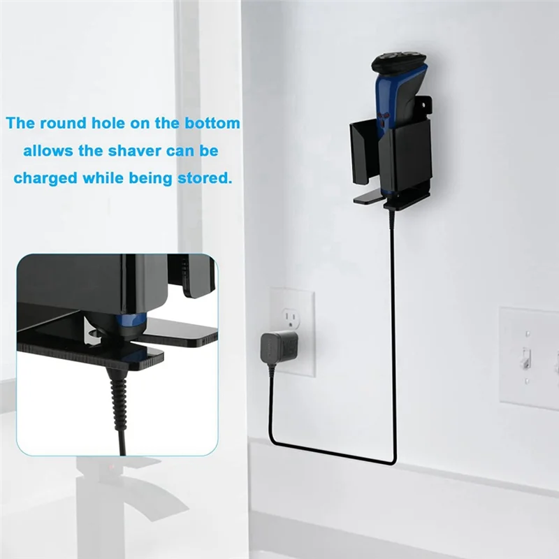 

Electric Razor Wall Mount Holder Acrylic Shaver Holder Razor Hanger Shaver Organizer Men Bathroom Shower Razor Storage,A