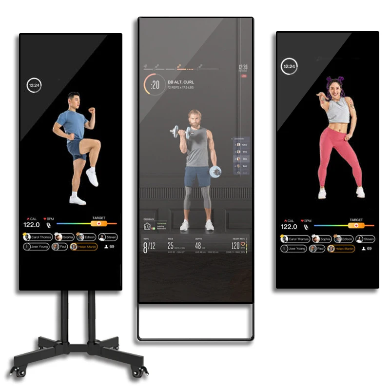 43 Inch Magic Mirror Photo Booth Gym Interactive Health Full Body Mirror Smart Fitness Mirror LCD Android Touch Screen Kiosk