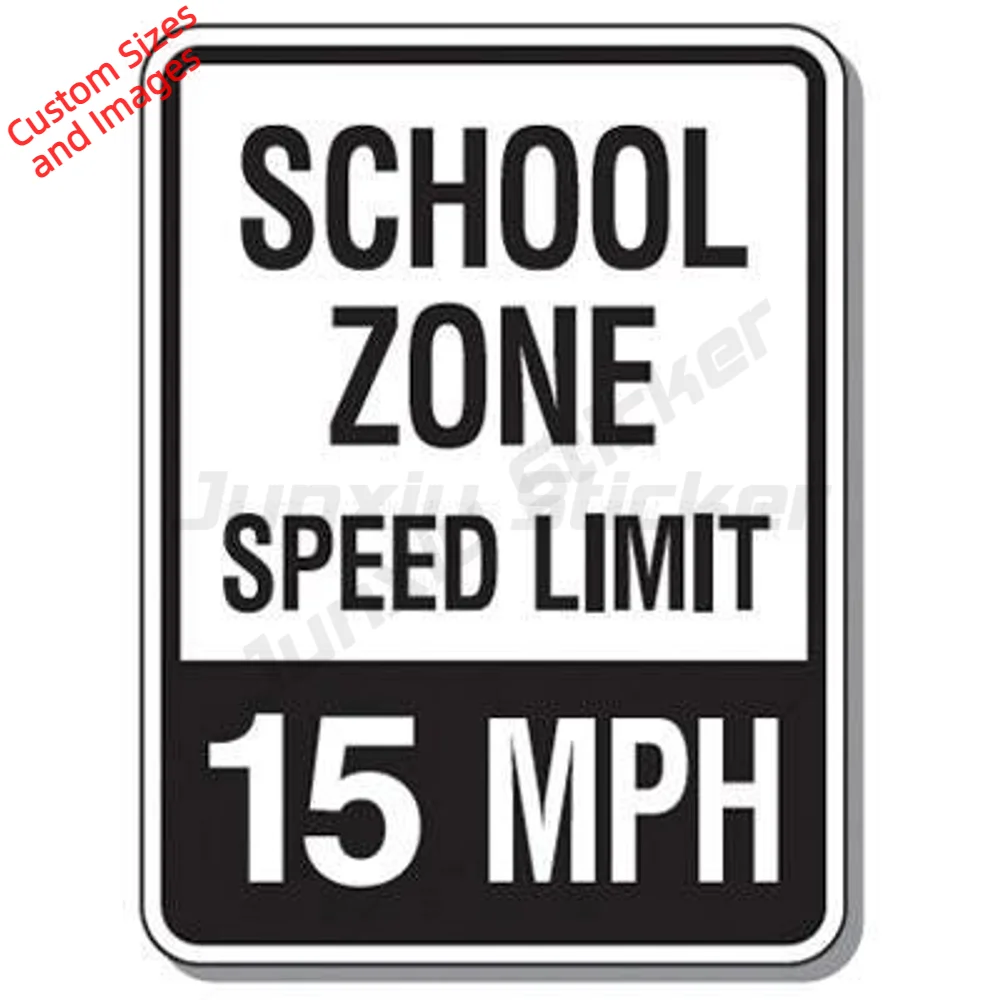 School Zone Speed Limit PVC Sticker For Driveway And Private Road Waterproof UV Resistant Decal Easy To Read Traffic Notice