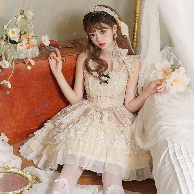 Fashion Elegant Lolita Ballet Cake Dress Multi-Layer Knee Length Ball Gown High Waist Birthday Party Dresses Women's Clothing