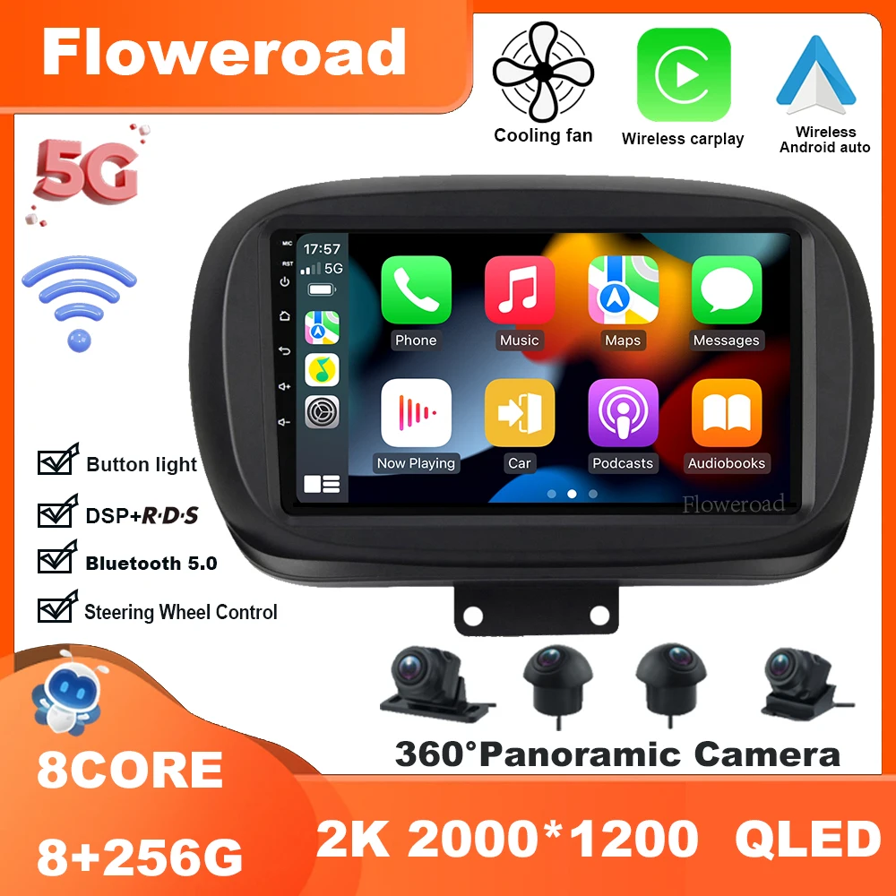 

9 Inch Android 13 For Fiat 500X 2014-2020 Car Radio Multimedia Video Player Navigation stereo GPS Carplay Auto 5GWiFi BT5.0