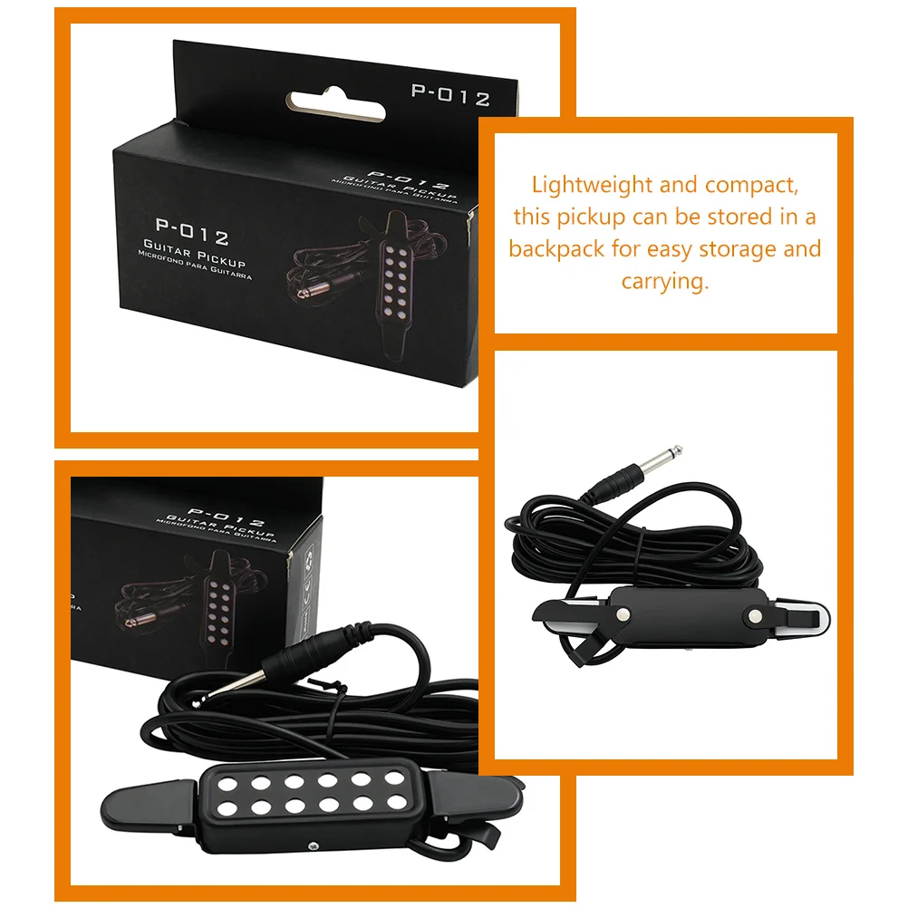 

Acoustic Guitar Pickup 3M Cable Black No Hole Sound Transducer for Folk Guitar Ukulele Banjo Durable Practical Lightweight