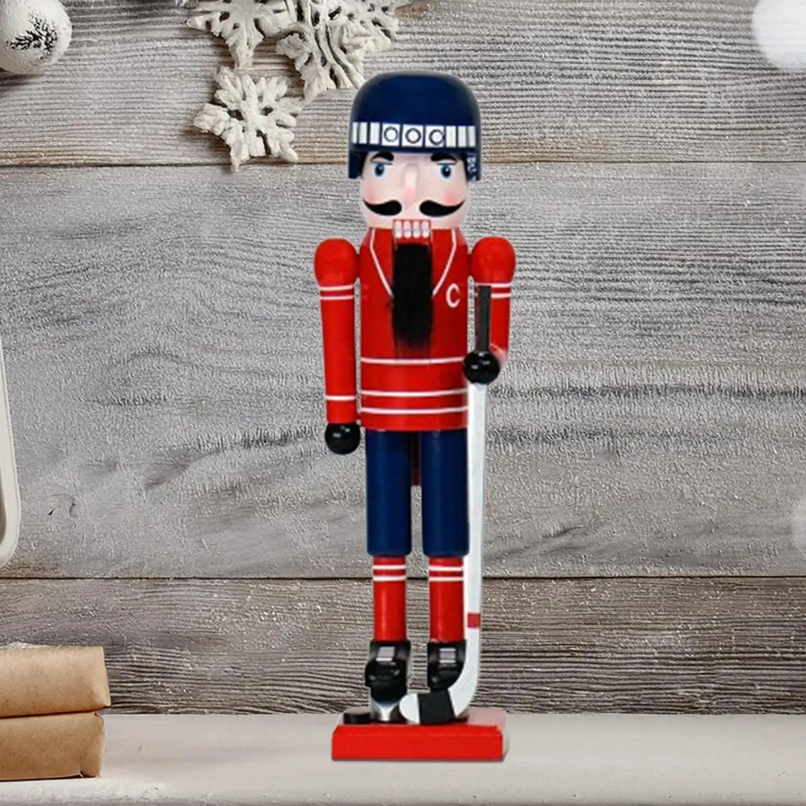 Christmas Wood Ice Hockey Nutcracker Xmas Puppet Toy for Shelves