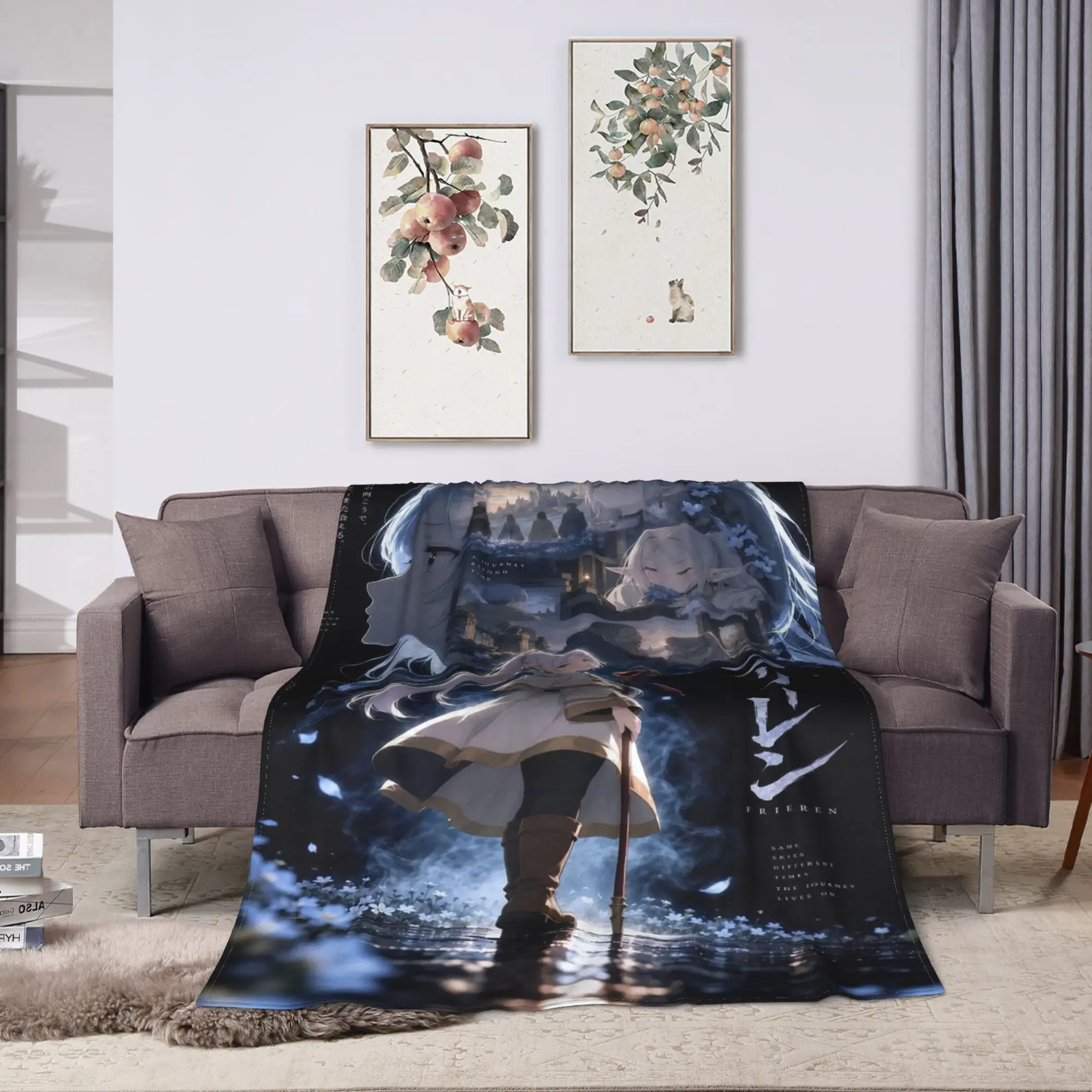 Frieren Beyond Journeys Blanket Winter  Cozy Throw Blanket For Girls Chair Sofa Bed Flannel Bedspread Bed Cover