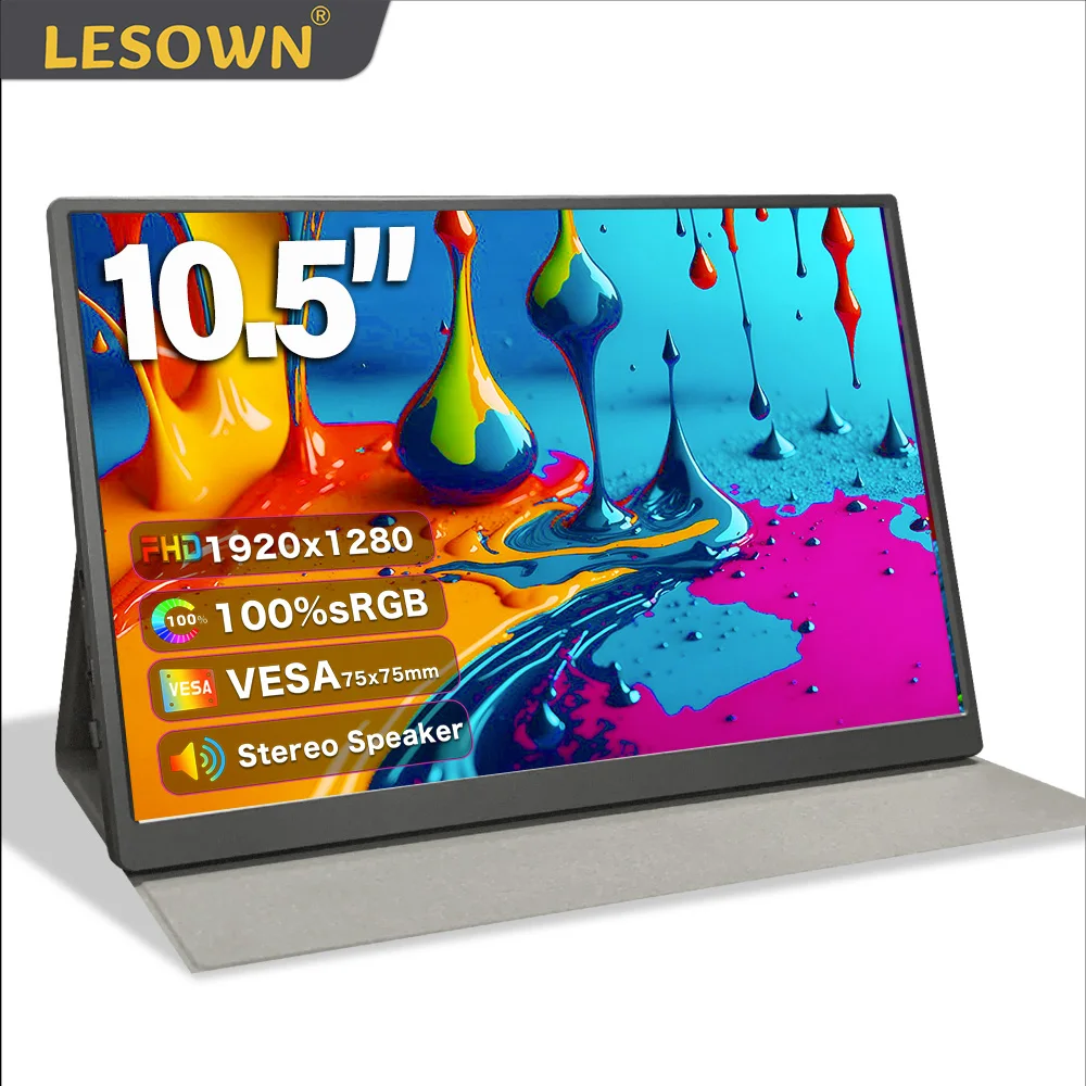 

10,5 дюймовый портативный дисплей LESOWN 1920x1280 FHD IPS LCD сенсорный экран USB-C HDMI Второй внешний монитор для ноутбука ПК телефона PS