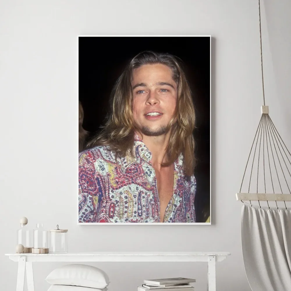 Celebrity B-Brad Pitt Poster Vintage Poster Prints Art Home Painting Bathroom Kitchen Bar Accessories Wall Sticker Small Size