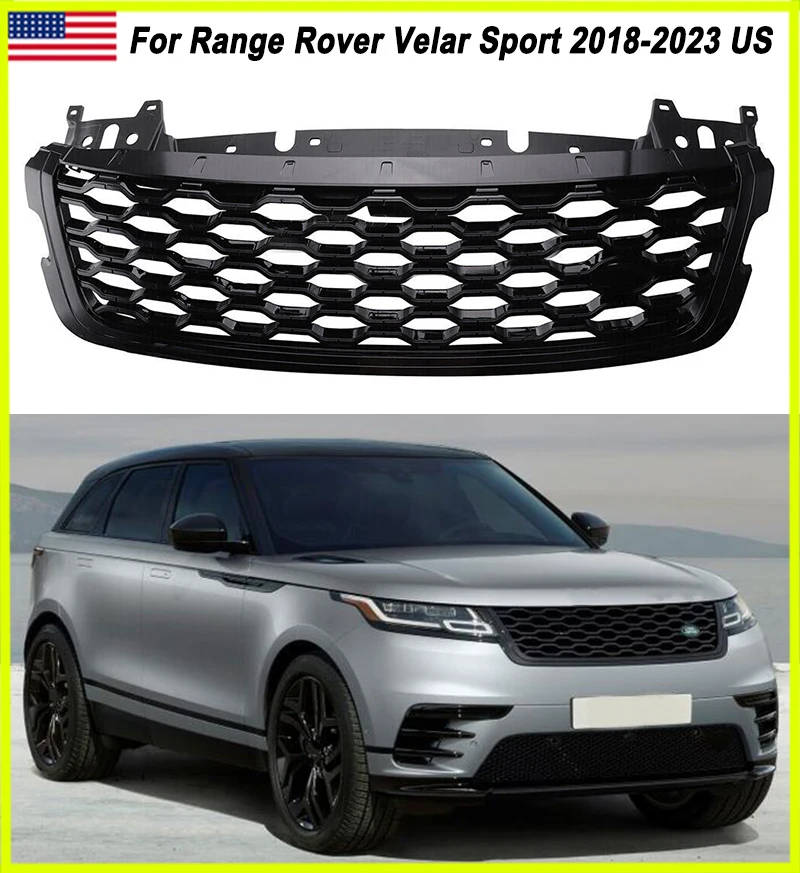 

Front Upper Bumper Grille For Range Rover Velar 2018 2019 2020 2021-2023 Radiator Mesh Grills Replacement Assembly Glossy Black