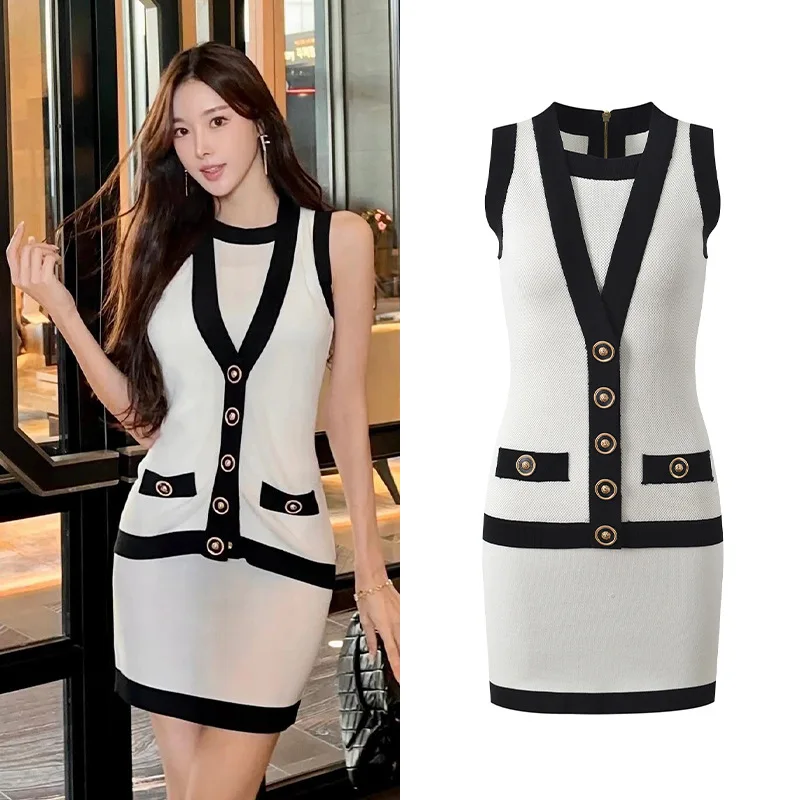 

Ele Simple Sle Spring Summer New Arrival Silk Material Svel Single Button Ladylike Dr High Waist Other Material