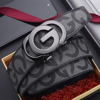 High Quality 3.4cm Leather Business Men High-Quality Designer Male Buckle Strap Jeans Accessory 6