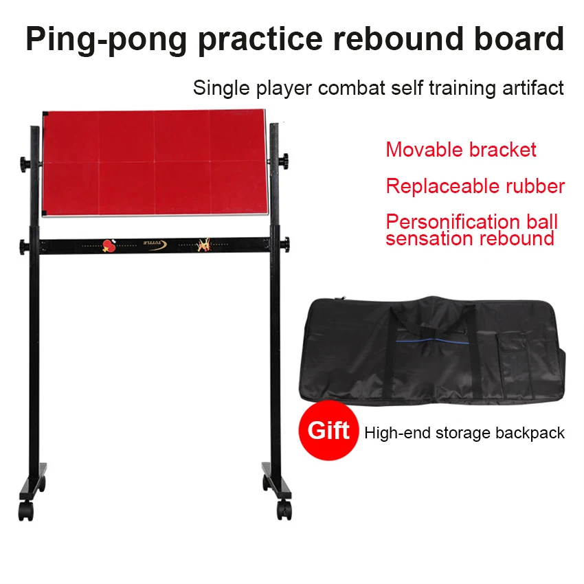 

Indoor Table Tennis Trainer Mobile Stand Table Tennis Rebound Board with 8 pcs of Rubber Sheets for Self-training At Home
