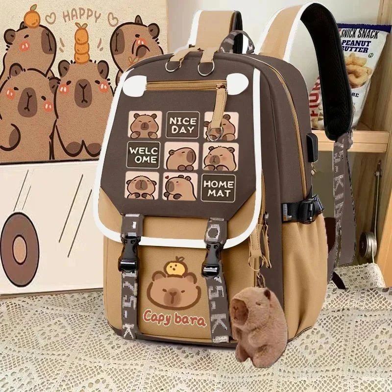 

Capybara Backpack Cute Backpack Plush Schoolbag Cartoon Soft Funny Animal Large Capacity Stuffed Unisex Y2K Aesthetic Backpacks