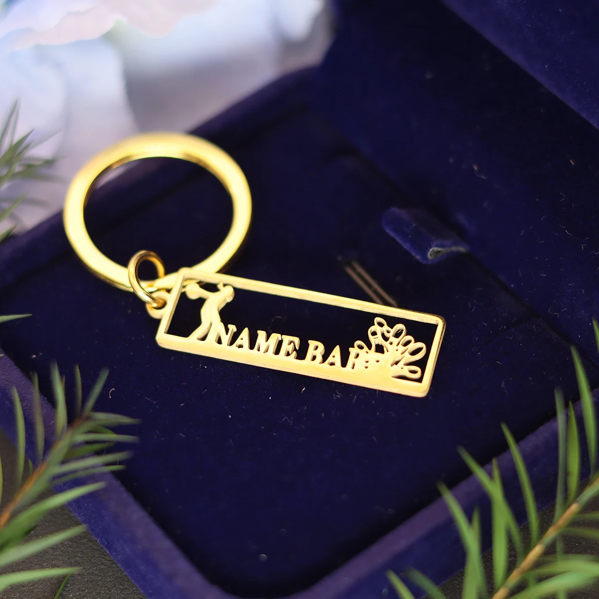 QIAMNI Custom Bowling Name Keychain Engrave Letter Sport Keyring Personalized Stainless Steel Nameplate Key Holder Birthday Gift