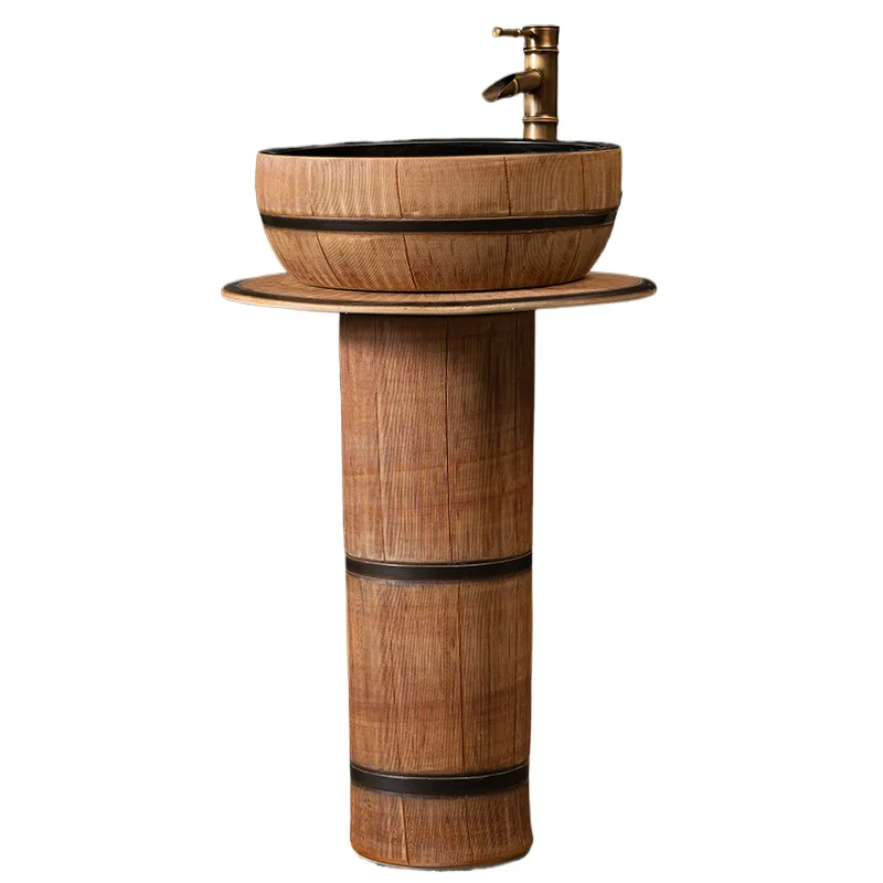 

Column type washbasin Ceramic integrated column basin Hotel balcony Pool floor basin