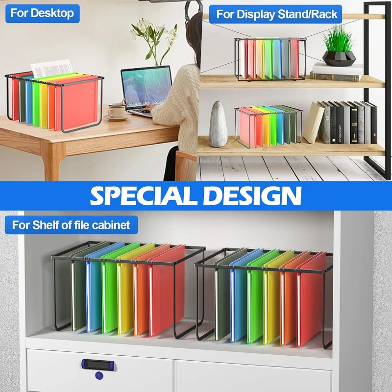 Legal and Letter Size Hanging File Folder Frame,Holder Desktop Organizer,Metal Rack Filing Cabinet a