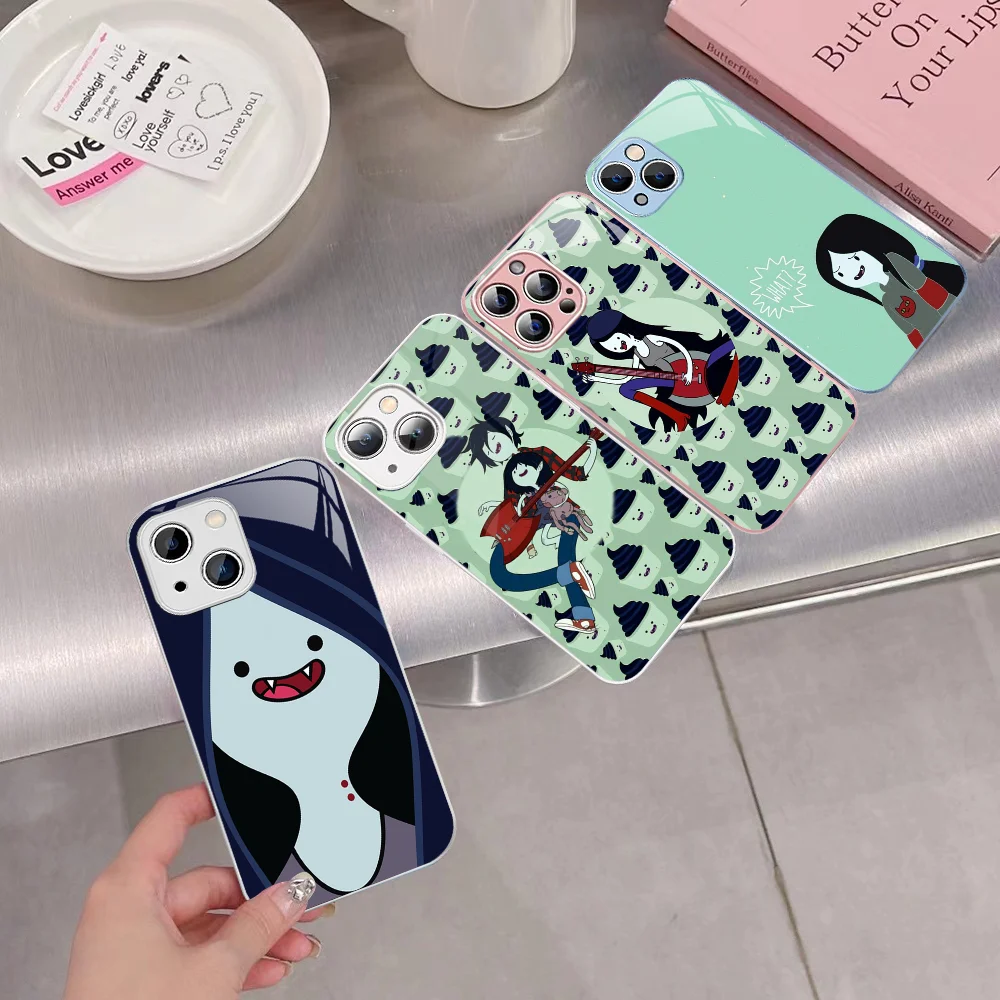 A-Adventure T-Time M-Marceline Phone Case Tempered Glass For Iphone 14 13 12 11 Pro Mini XS MAX 14Plus X XS XR Cover