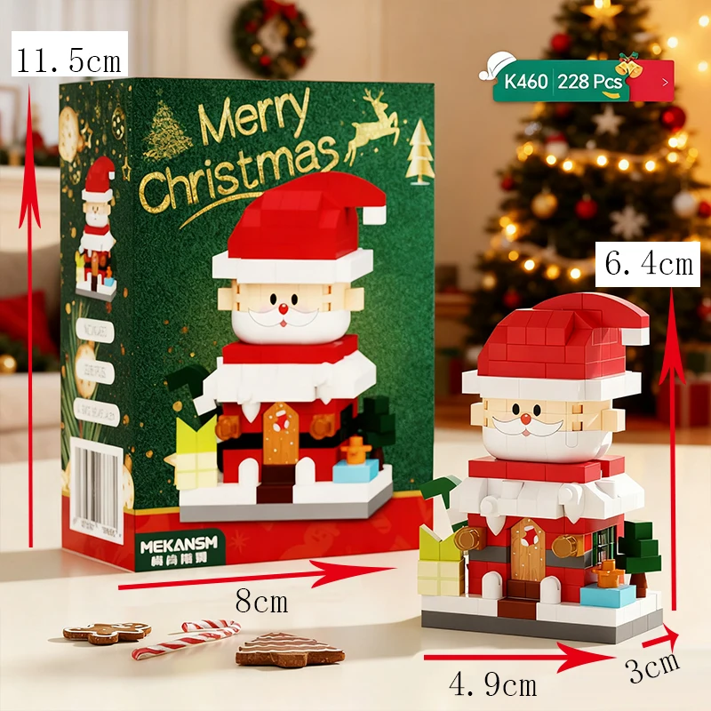 Calcetines de árbol de Papá Noel de Navidad, juego de bloques de construcción de casa de dulces de manzana, decoración para el hogar y la Oficina, juguetes de ensamblaje, regalo para niñas y niños, 2025