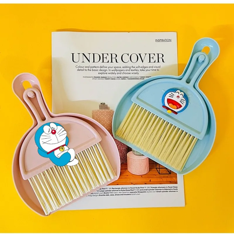 Doraemon Desktop Broom Set Cartoon  Desktop Dustpan Set Mini Portable Plastic Dust Pan Brush Cleaning Tool Keyboard Table Desk