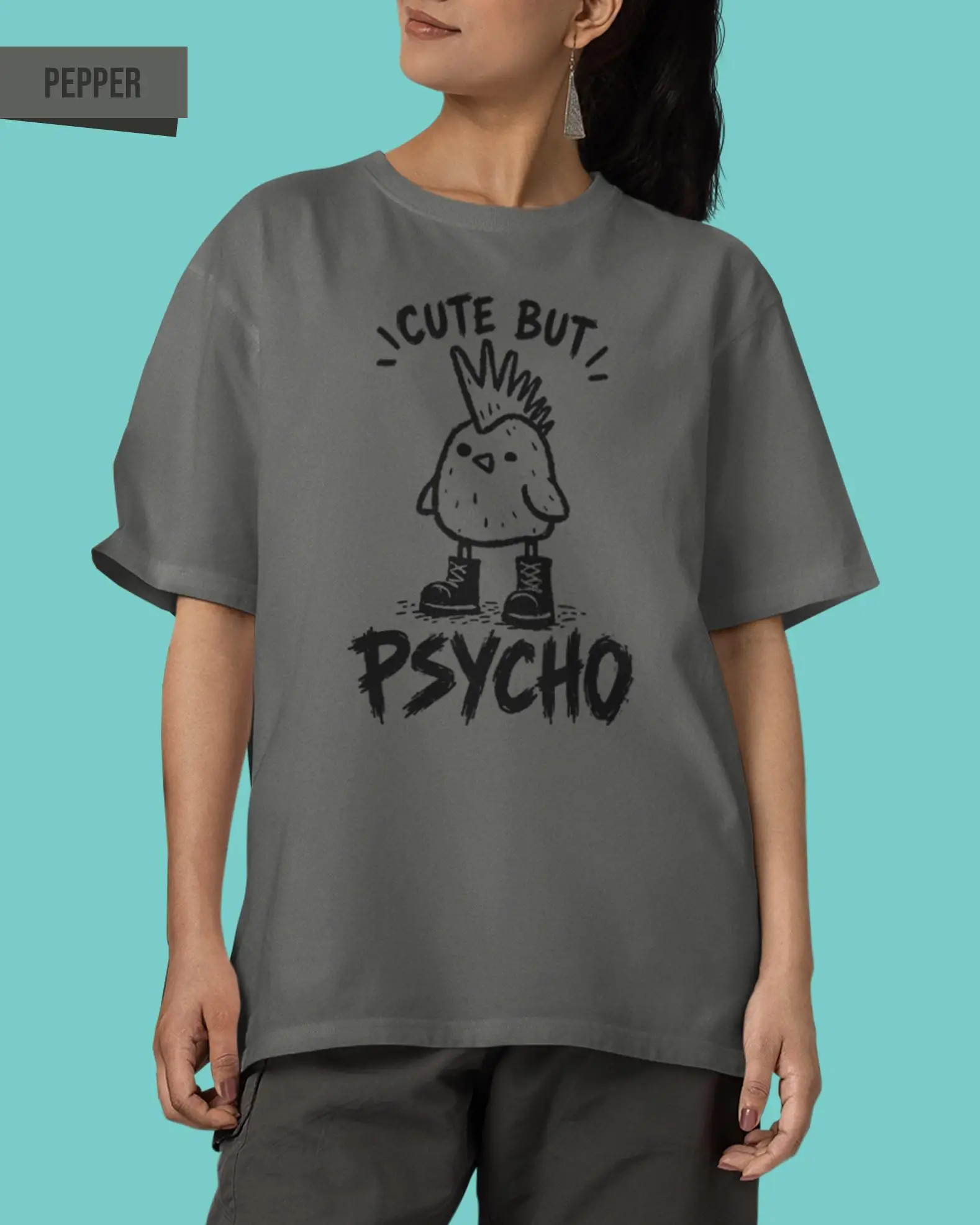 Psycho Chicken T-Shirt, Punk Mohawk, Sarcastic Humor Tee
