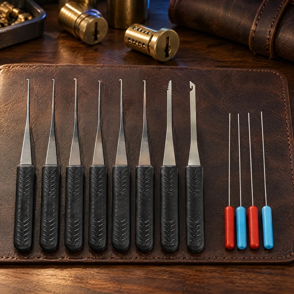 12-Piece Broken Key Removal Tool Set Key Extraction Tool Set Easily Retrieve Broken Keys & Debris Home Automotive Lock Repair