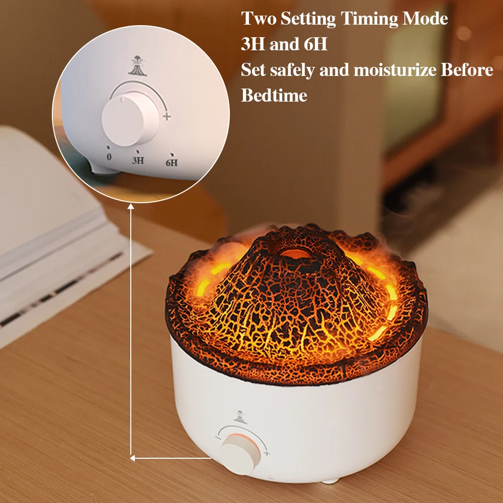 560ML Volcanic Flame Essential Oils Humidifiers Jellyfish Cute Smoke Ring Fire Sprayer Night Light Air Humidifier For Home