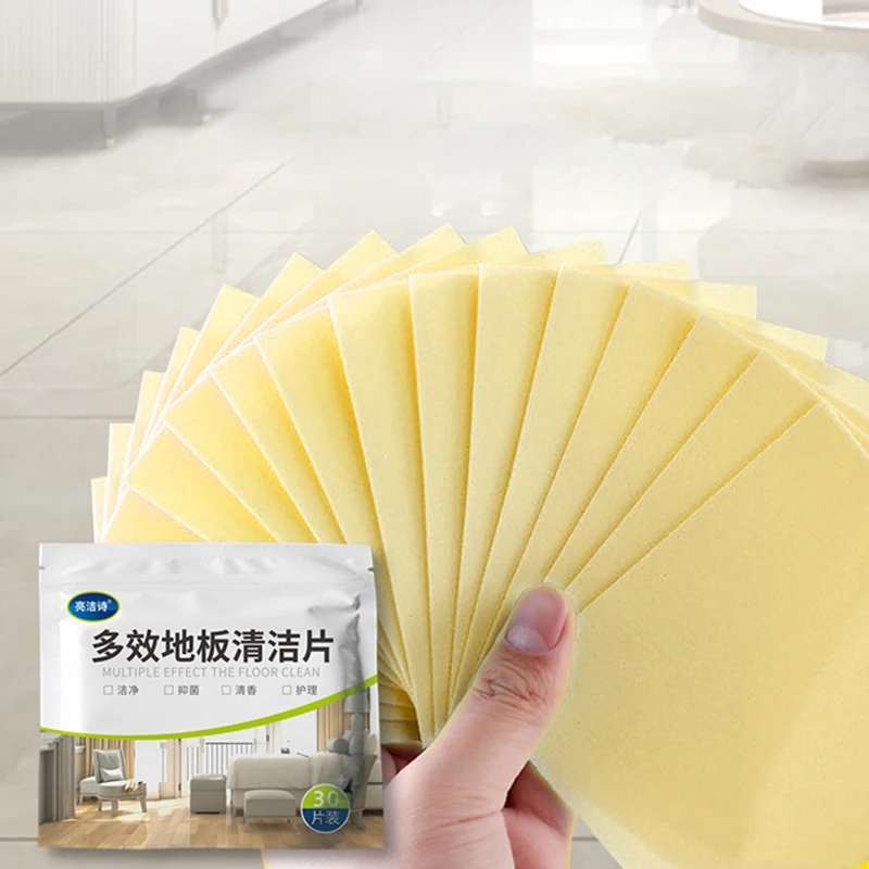 30pcs/bag Floor Cleaner Water Soluble Cleaning Sheet Mopping The Floor Wiping Wooden Floor Tiles Toilet Household Cleaning Tool