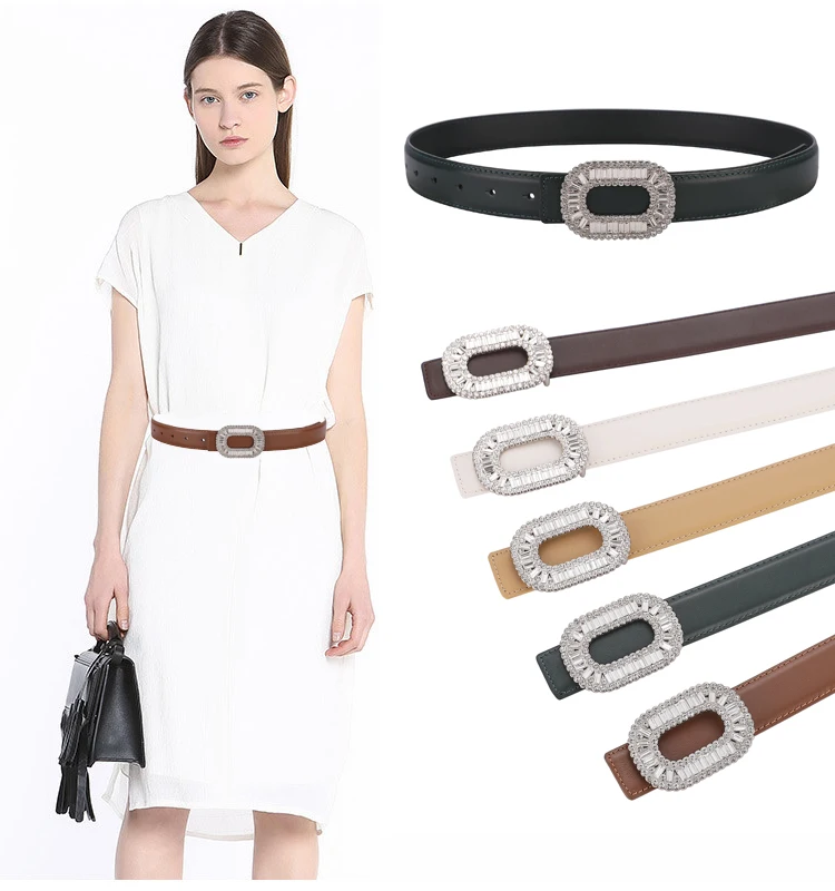 

Rhinestone Luxury Women Belt Elegant Women's Dress With Leather Metal Buckle And Stylish Jeans Waistband Shiny Designer Belts