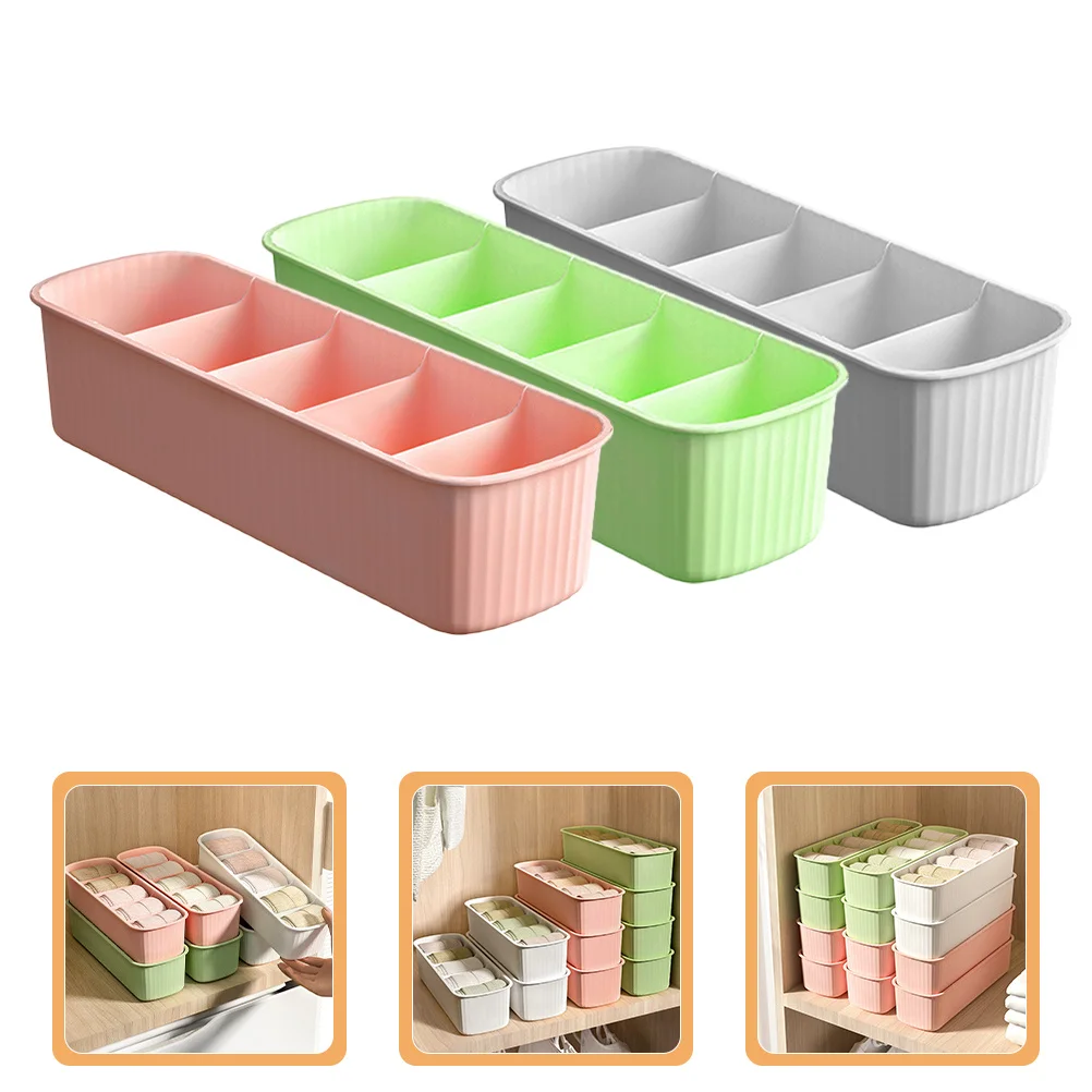 

3Pcs Bra Storage Boxes Drawer Organizer Clothes Compartment for Underpants Socks T-Shirts Lingerie Accessories Wardrobe Desktop