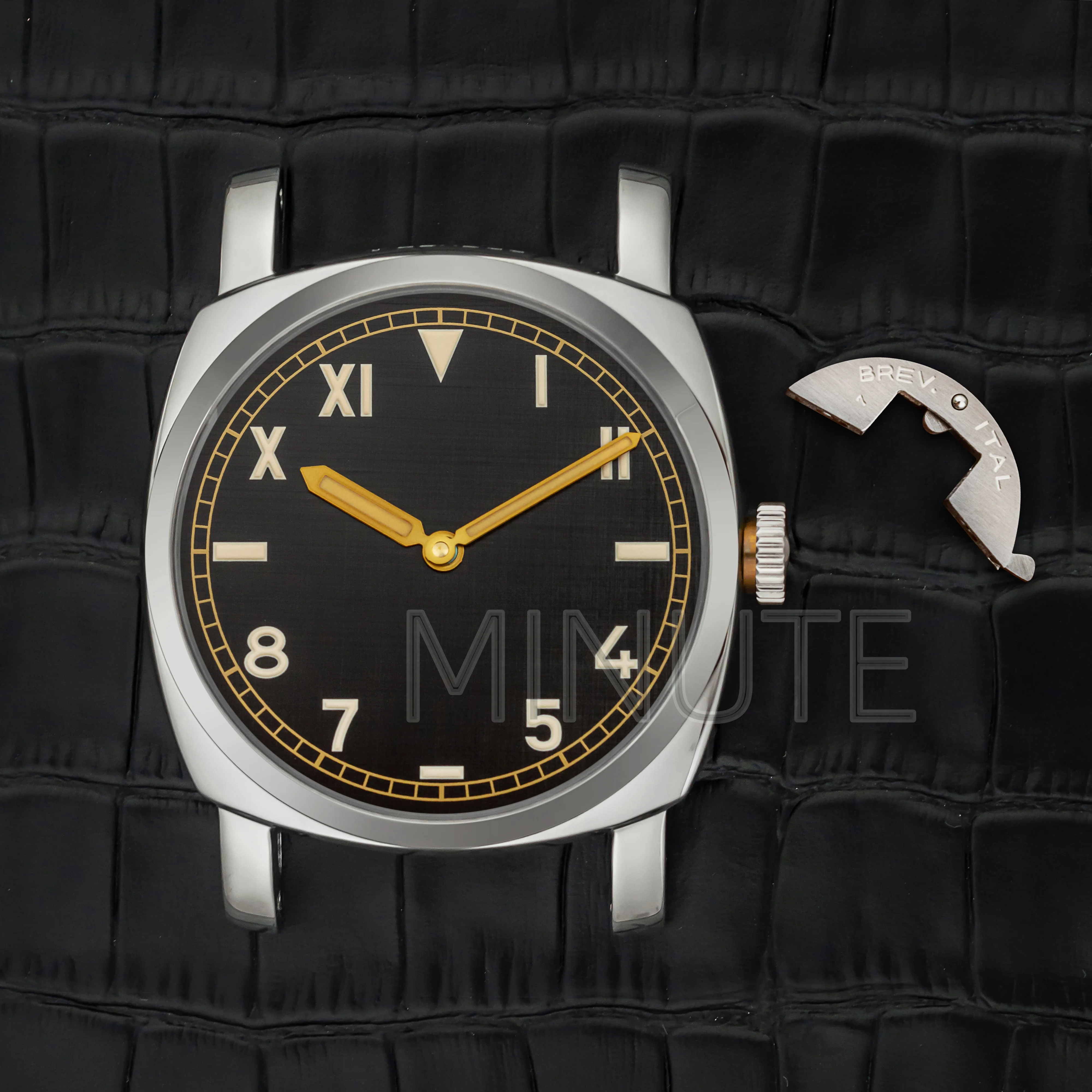 Vintage Stainless Steel Watch Case Dial Face Hands for PAM 6152 Water Resistant 47mm Case for ETA 6497/6498/ST3600 Movement