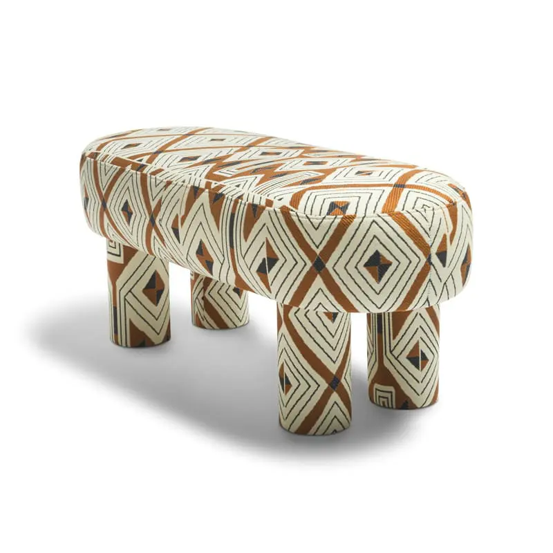 #Modern Aesthetic Designer Apartment Colourful Bedroom Long Bench Hotel Durable Velvet Pouf Living Room Ottoman Stool for Villa