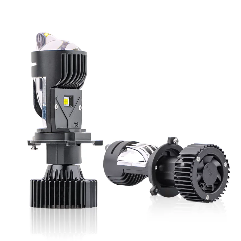 Y3 Pro Auto Led Headlight H4 Laser Light Lens Bi-LED Mini Projector Headlights Bulbs 12V 85W High Low Beam H4 Car Headlamps Lamp
