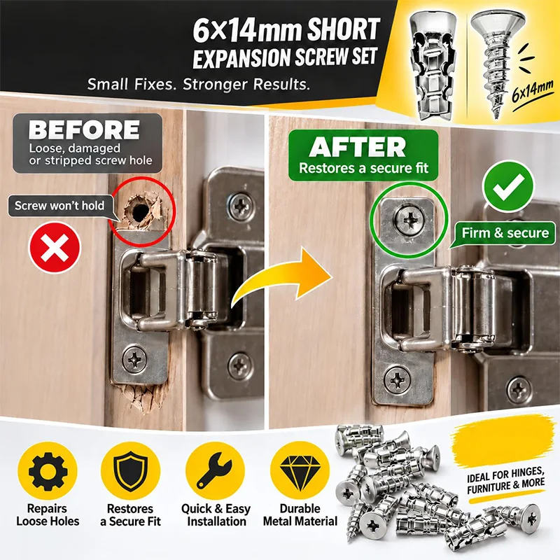 Expansion Screw Hinge Installation Special Short Expansion Screw Cabinet Door Sliding Wire Repair Device Short Screws Tools