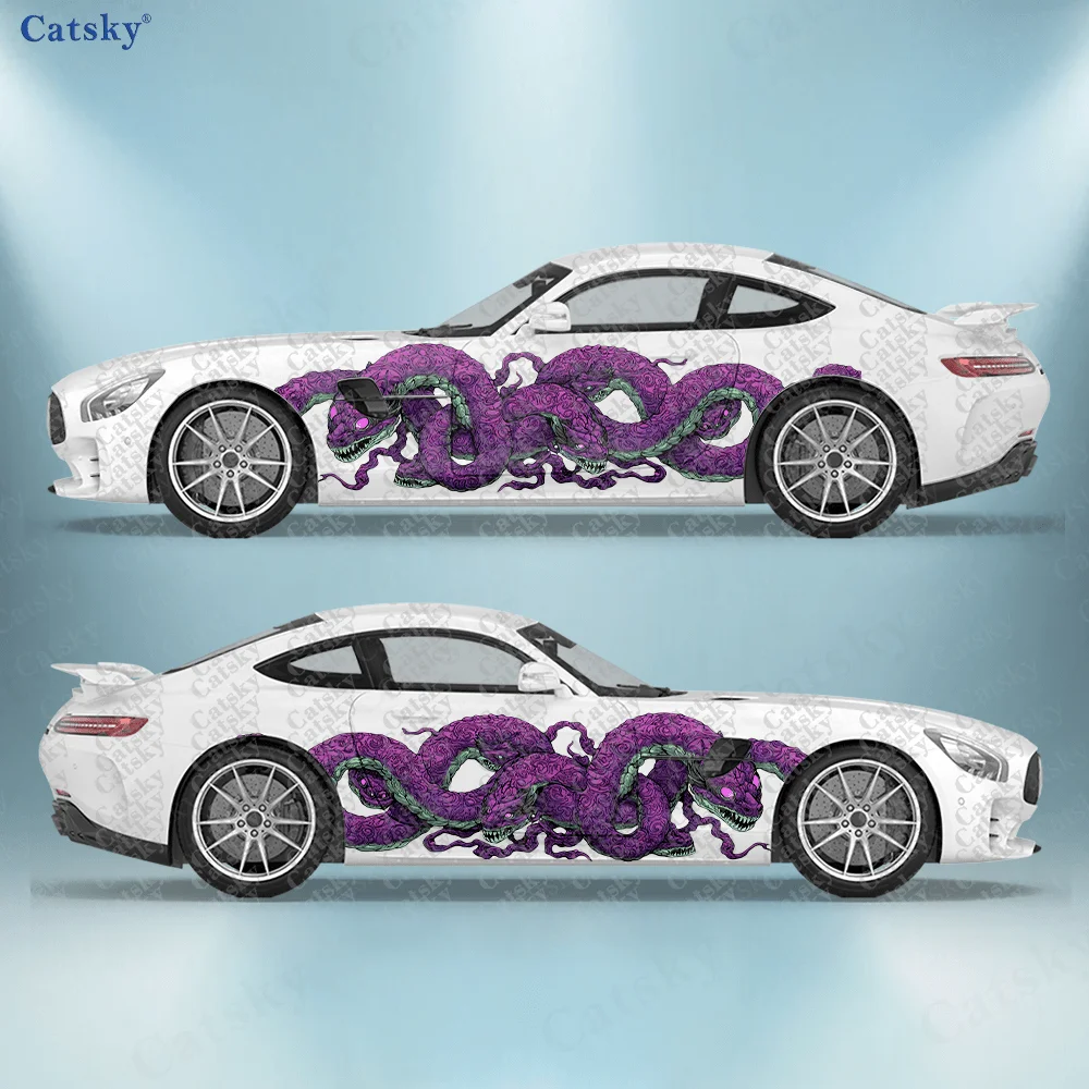 

2pcs Evil Multi-Headed Serpent Car Side Decals | Self-Adhesive PVC Waterproof & Scratch-Resistant Stickers, Car Accessory Gift