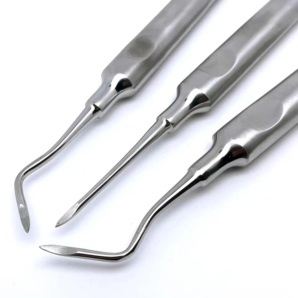 3Pcs Dental Tools Teeth Extraction Tooth Extracting Forceps Curved Root Lift Elevator Stainless Steel