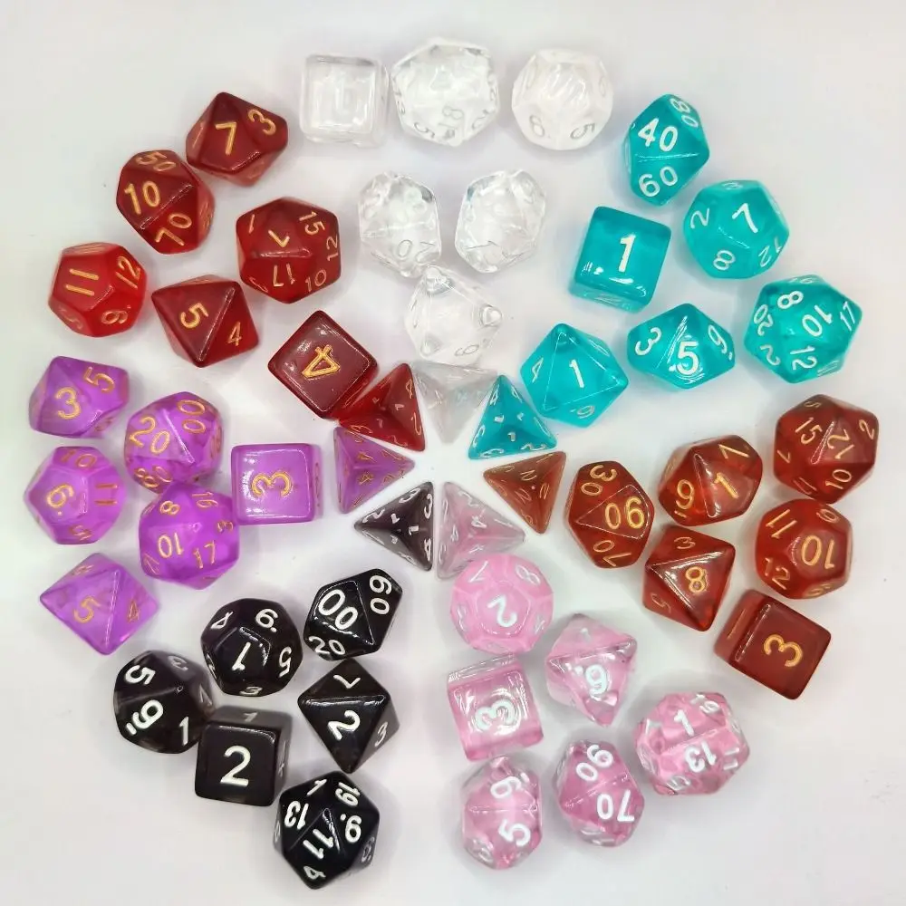 

7 шт./компл. прочные настольные игры DND Dice 7-Die D4 D6 D8 D10 D12 D20 многогранные игральные кости акриловые вечерние игровые кости TRPG DND