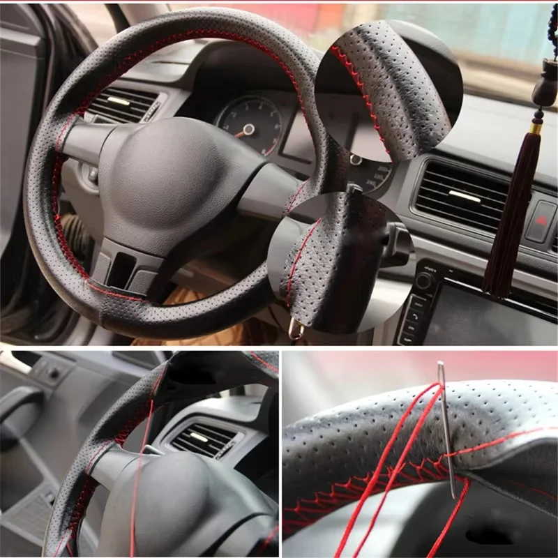 Factory Customization Braid on Leather Steering Wheel Cover for Citroen C1 C2 C3 Xsara Picasso for Peugeot 206 306 307 406
