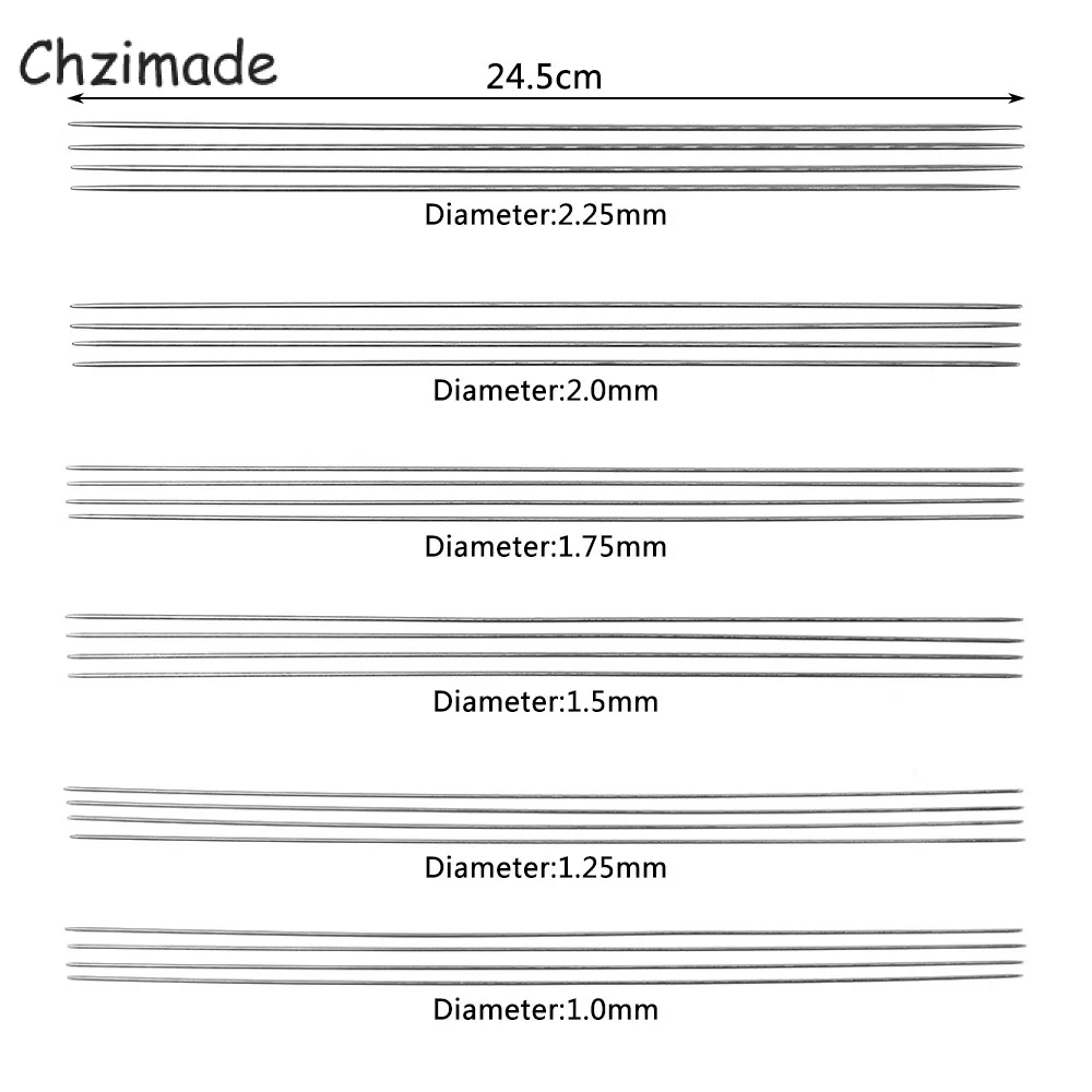 Chzimade 24 Stuks 1/1.25/1.5mm Rvs Lange Kralen Naalden Voor Kralen Borduren Patchwork Diy naaien Ambachten