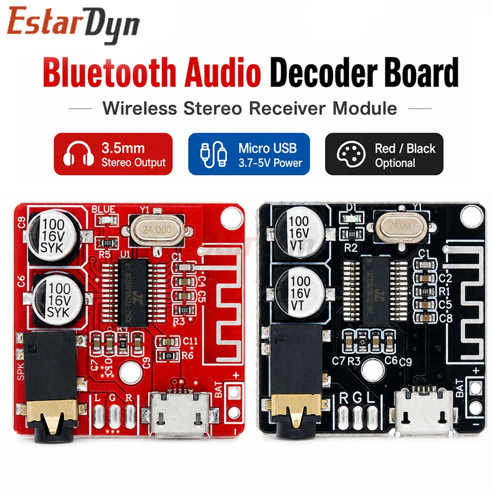 Estardyn Wireless Bluetooth 5.0 MP3 Decoder Audio Receiver Module AUX/TF/USB for Car Home Stereo Speaker DIY